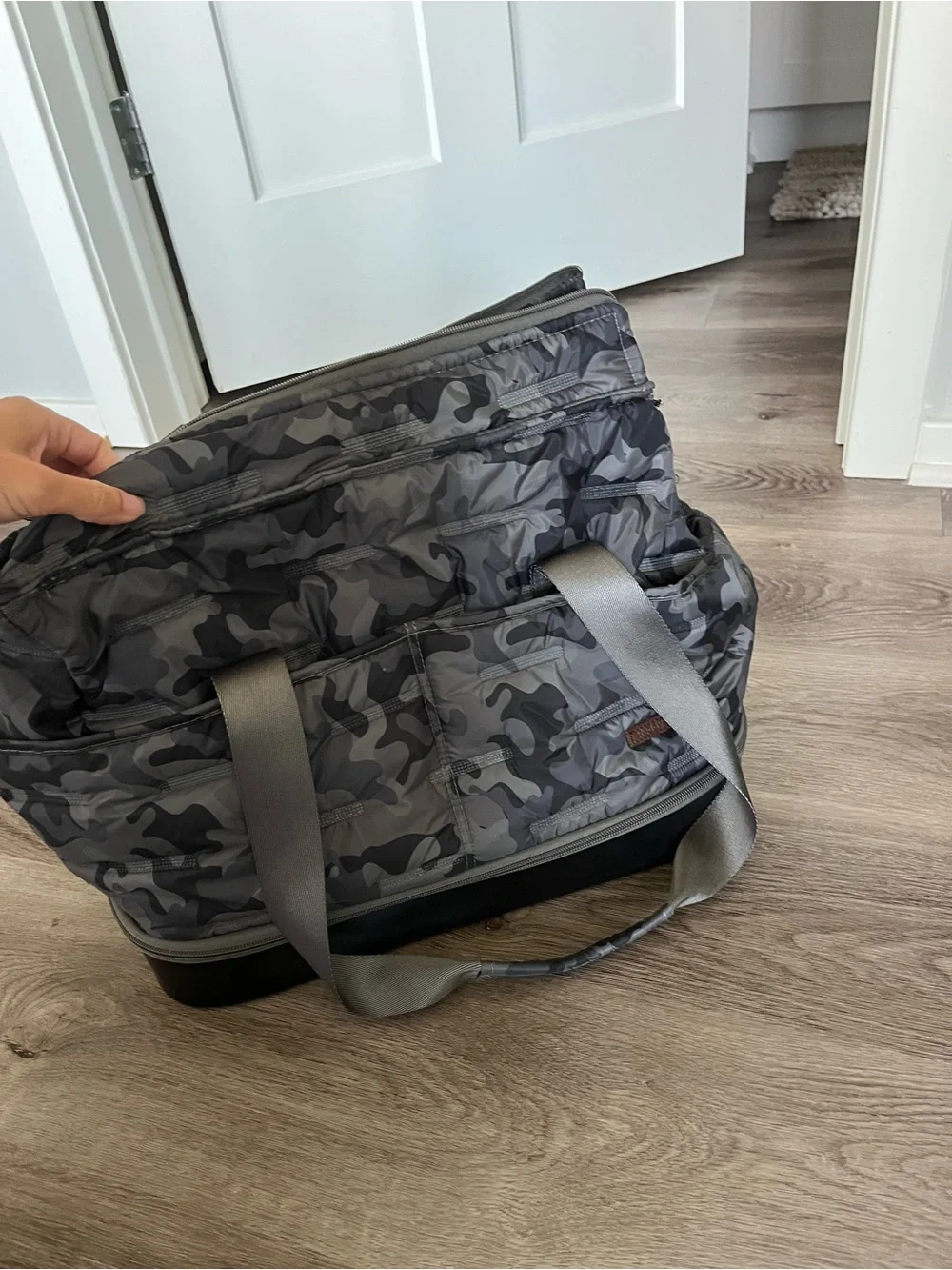Gray Camouflage Dog Carrier Tote with Padded Straps